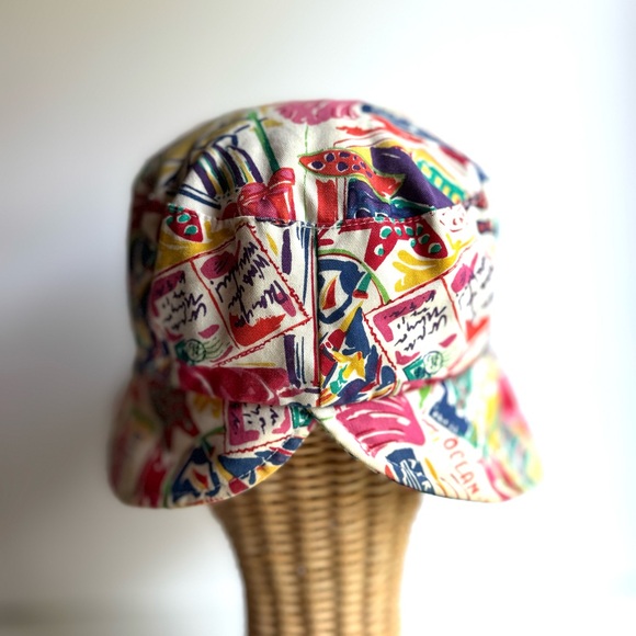Vintage Liz Claiborne Retro Beach Postcard Print Bucket Hat 1994 - Picture 3 of 10